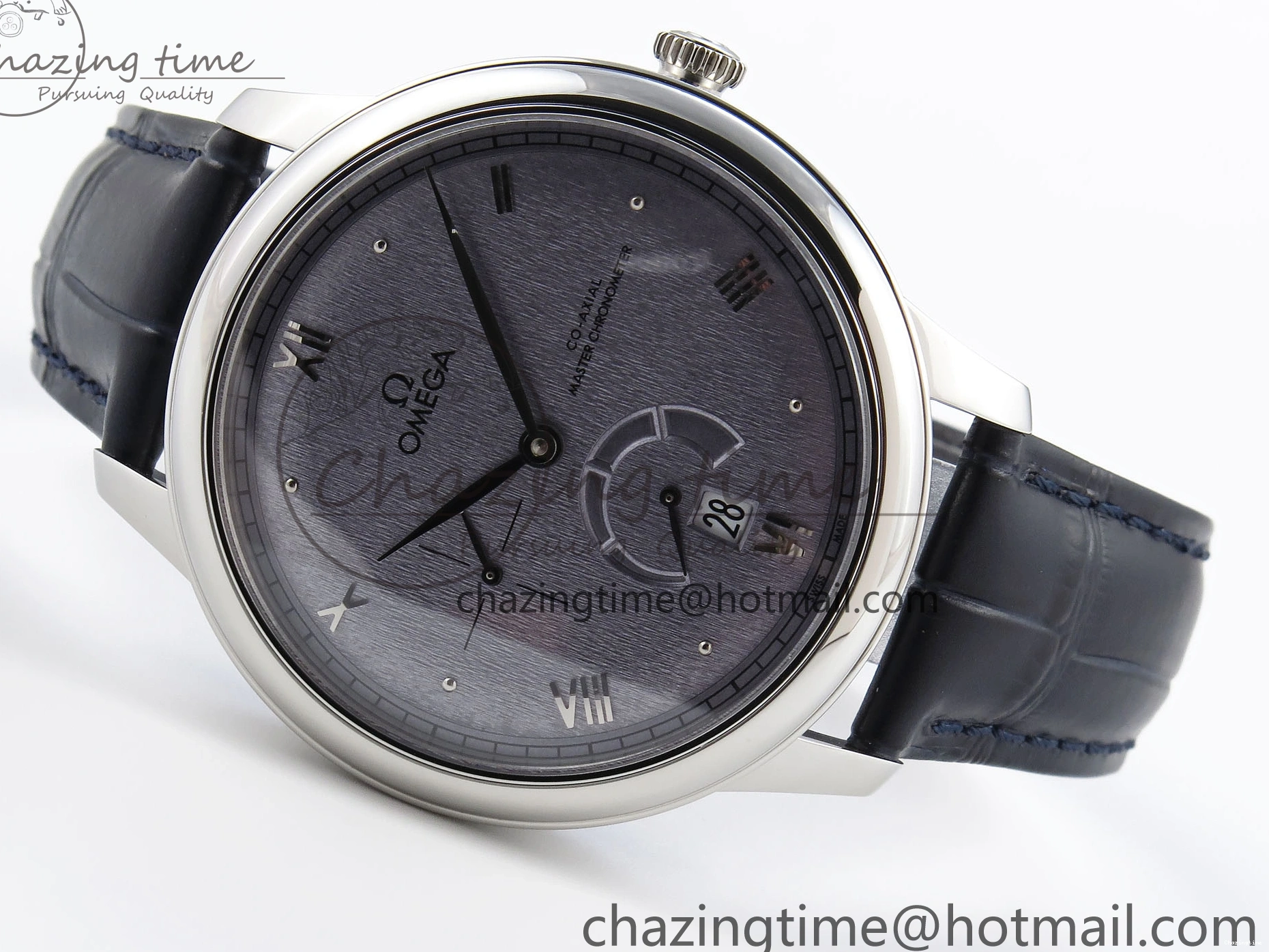 0413 Trendsetting De Ville Power Reserve SS MKF 1:1 Best Edition Blue Textured Dial on Black Leather Strap A 7742
